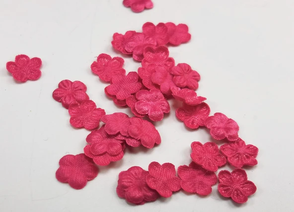 8mm Mini Saten Beş Petal Çiçek - Gül Kırmızısı (10 adet)