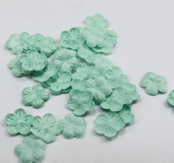 10mm Mini Saten Beş Petal Çiçek - Yeşil (10 adet)