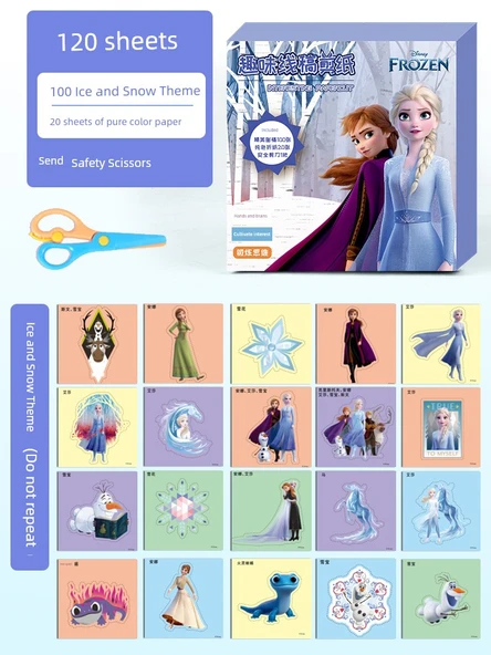 Disney Çocuk Kağıt Kesme Origami Seti - Frozen [120 Yaprak, 20 Origami]