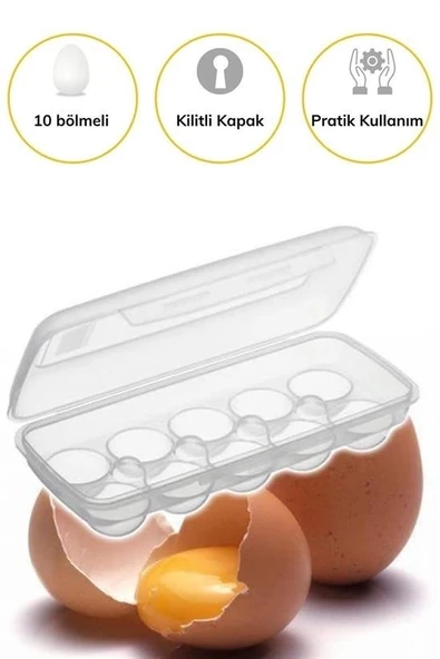 10 Bölmeli Kilitli Kapaklı Yumurtalık Saklama Kutusu Yu110 - 6