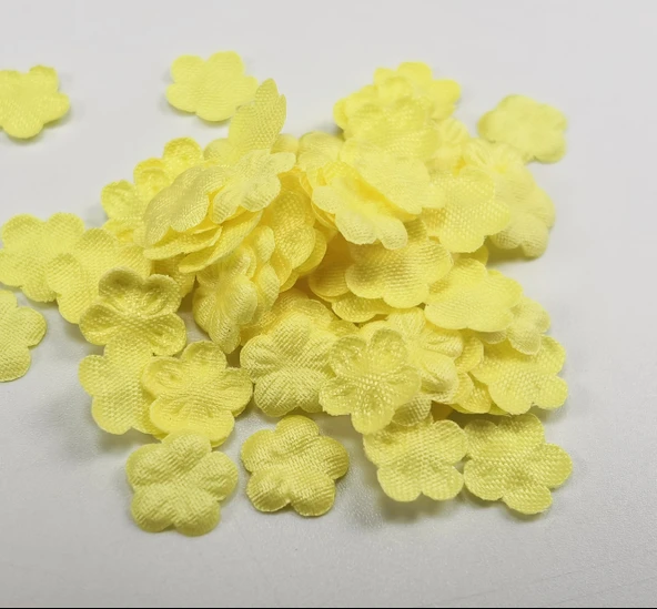 10mm Mini Saten Beş Petal Çiçek - Sarı (10 adet)