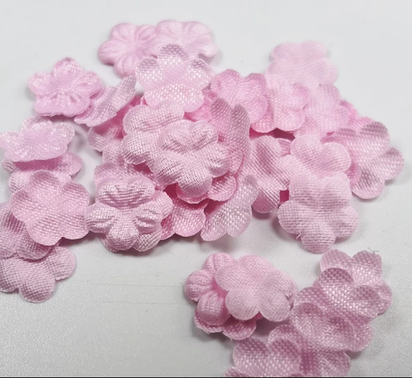 8mm Mini Saten Beş Petal Çiçek - Pembe (10 adet)