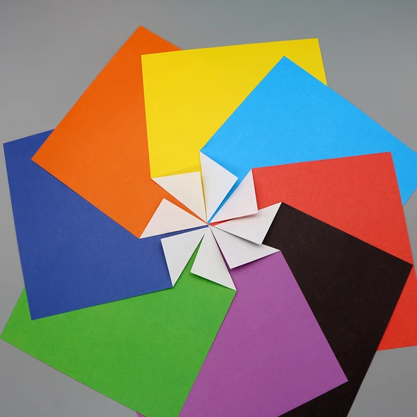 Tek Taraflı Renkli Origami Kağıdı - 25cm 8 Renk 80 Yaprak