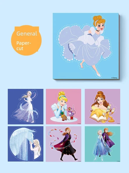 DIY Frozen Elsa Çocuk Kağıt Kesme Seti - Frozen + Prenses Seti - 11
