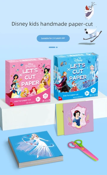 DIY Frozen Elsa Çocuk Kağıt Kesme Seti - Frozen + Prenses Seti - 8