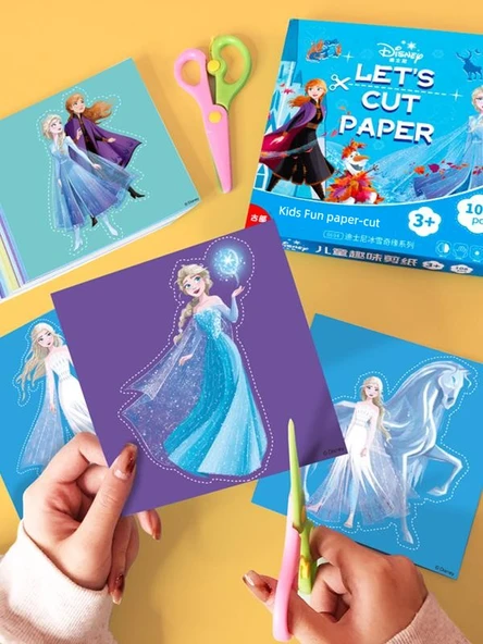 DIY Frozen Elsa Çocuk Kağıt Kesme Seti - Frozen + Prenses Seti - 2