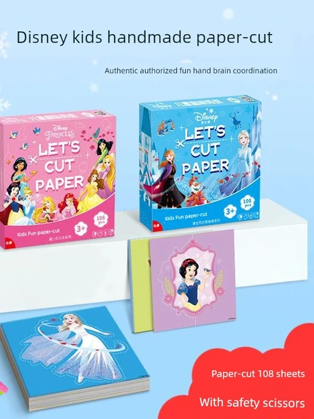 DIY Frozen Elsa Çocuk Kağıt Kesme Seti - Frozen + Prenses Seti - 3