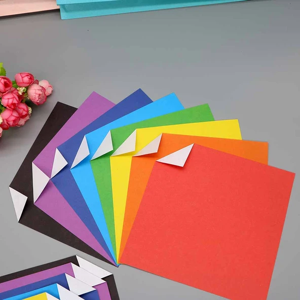 Tek Taraflı Renkli Origami Kağıdı - 15cm 8 Renk 80 Yaprak