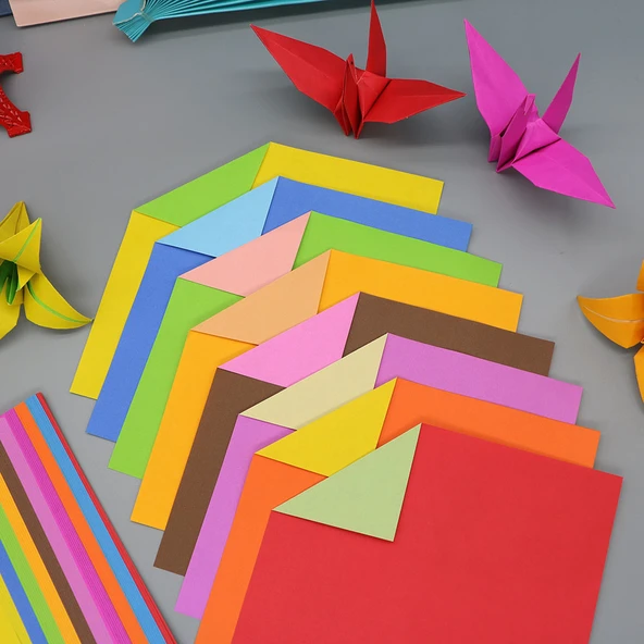 Tek Taraflı Renkli Origami Kağıdı - 25cm 8 Renk 80 Yaprak - 4