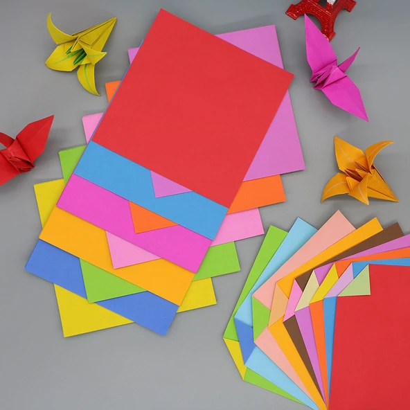 Tek Taraflı Renkli Origami Kağıdı - 25cm 8 Renk 80 Yaprak - 5