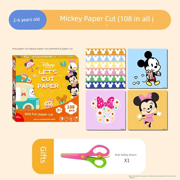 DIY Frozen Elsa Çocuk Kağıt Kesme - Disney Mickey Kalınlaştırılmış 108 Yaprak