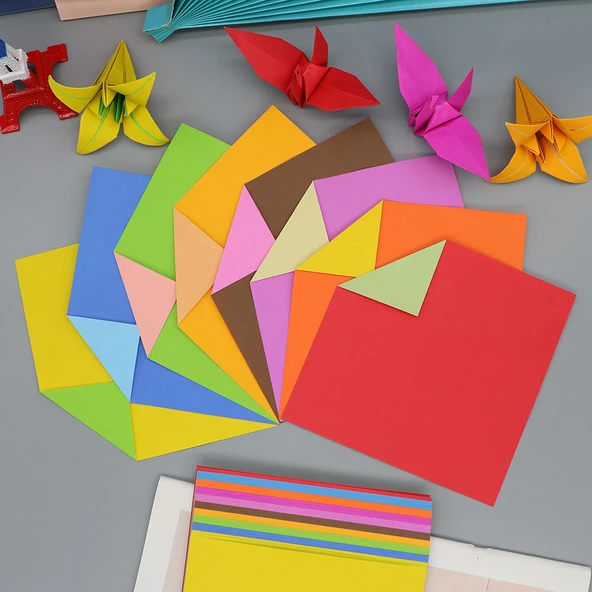 Çift Taraflı Çift Renkli Origami Kağıdı - 20cm 18 Renk 63 Yaprak - 3