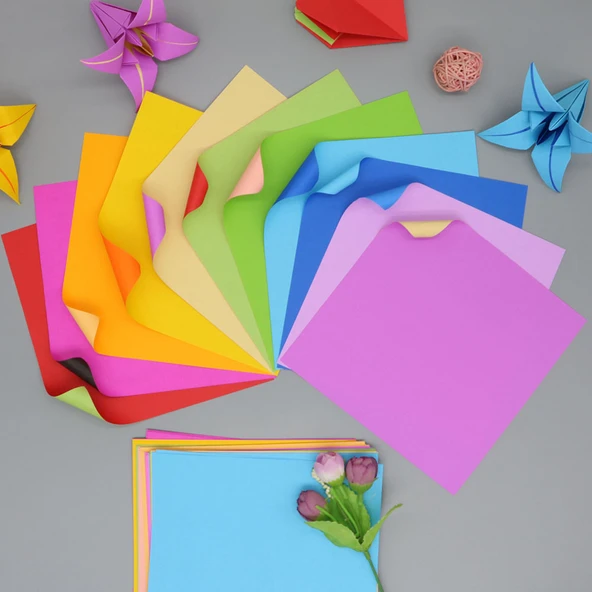 Önü Arkası Farklı Renkli Origami Kağıdı - 15cm 8 Renk 240 Yaprak