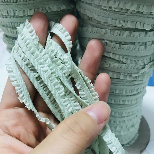 Ahşap Detaylı Bebek Giysi Lastiği - Mint Mavisi - 6mm