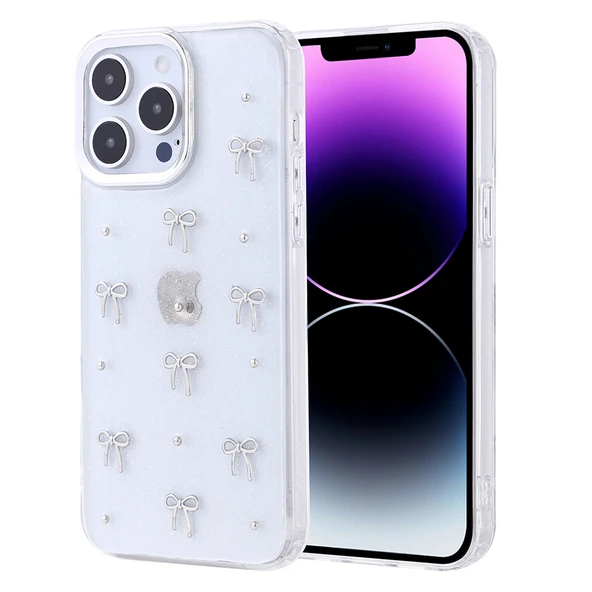 Apple iPhone 14 Pro Max Kılıf Airbag Tasarımlı Simli Şeffaf Zore Kutup Kapak - 3