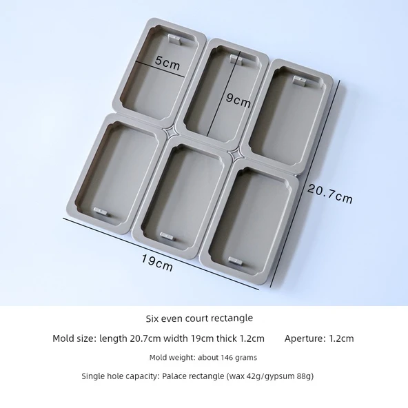 Aromaterapi Alçı Silikon DIY Kalıp - Altılı Saray Dikdörtgen Kalıp