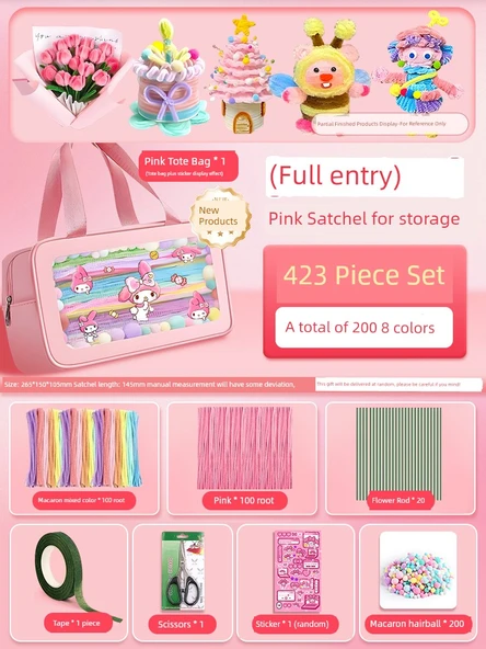 DIY Bükülebilir Çubuk El Sanatları Seti - Melody Çanta 423 Parça Set 8 Renk (Giriş Seviyesi)