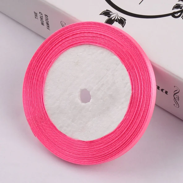 6mm Kumaş Kurdele - Floresan Pembe