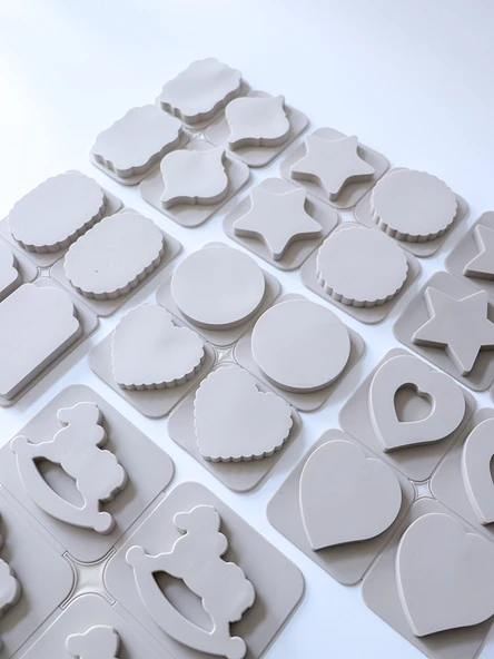 Aromaterapi Alçı Silikon DIY Kalıp - Dörtlü Kalp Kalıp - Resim 3