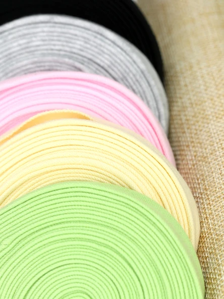 Elastik Örme Pamuklu Kumaş Şerit - Mavi Mor - 5 Metre - Resim 2