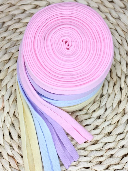 Elastik Örme Pamuklu Kumaş Şerit - Turuncu (Model 1) - 5 Metre - Resim 3