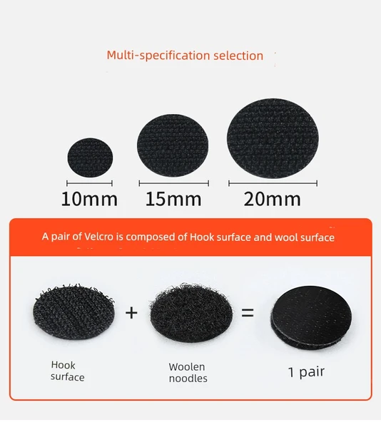 Kendinden Yapışkanlı Cırt Cırt Bant Noktaları - 15mm Çap - Şeffaf (102 Çift) - 8