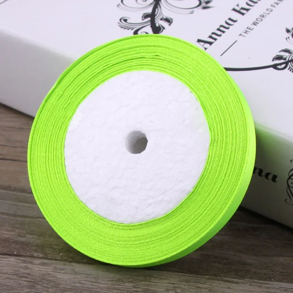 6mm Kumaş Kurdele - Floresan Yeşil