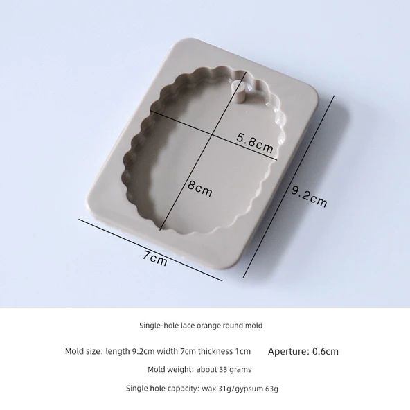Aromaterapi Alçı Silikon DIY Kalıp - Tek Delikli Dantel Oval Kalıp
