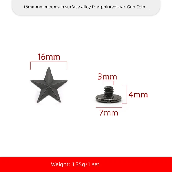 DIY Alaşım Perçin Punk Pentagram Şapka - Metal Renk - 16mm