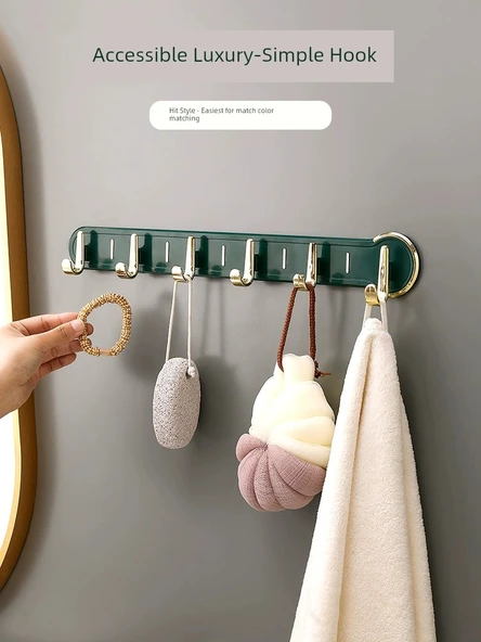 Duvara Monte Kapı Arkası Askısı - Koyu Yeşil 6 Kancalı - 2 Adet - Resim 2