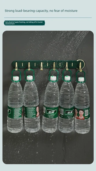 Duvara Monte Kapı Arkası Askısı - Koyu Yeşil 6 Kancalı - 2 Adet - Resim 8