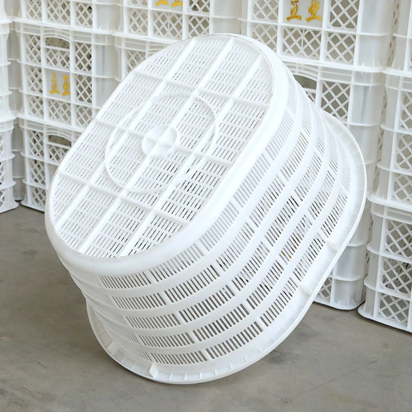 Plastik Çevirme Sepeti - Yuvarlak 1.05kg 54x30cm Beyaz - 2