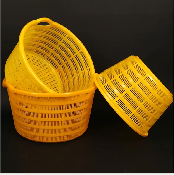 Plastik Çevirme Sepeti - Yuvarlak 1.4kg 58x32cm Sarı
