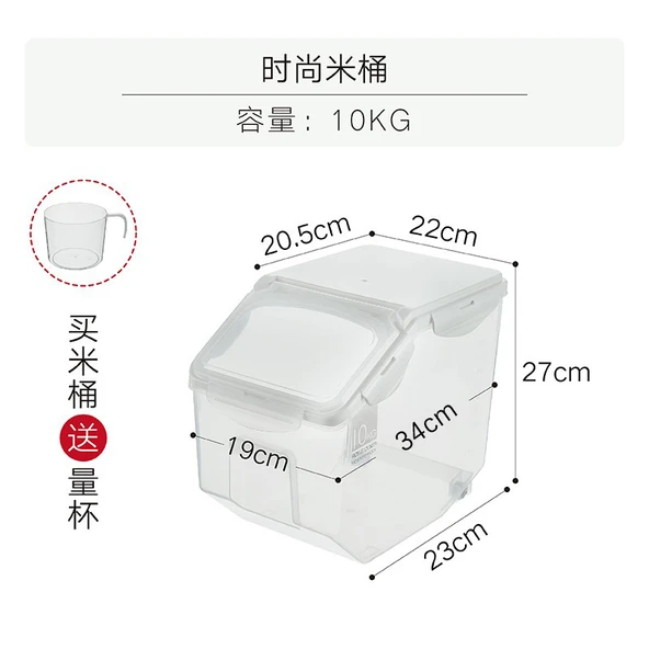 Japon Tarzı Plastik Pirinç Saklama Kabı - 10kg - Ölçü Kabı Hediyeli