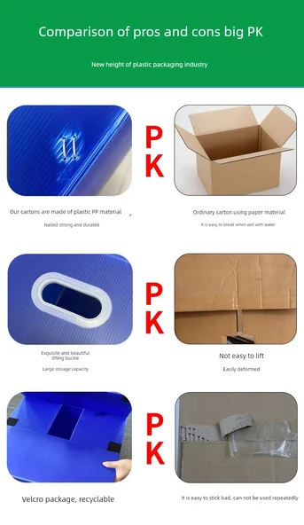 Katlanabilir Plastik Taşıma Kutusu - 70x50x50cm - Mavi - 9