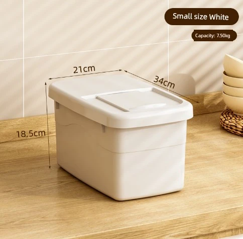 Pirinç Saklama Kabı - 15kg - Süt Beyazı - Pirinç Ölçme Kabı Hediyeli