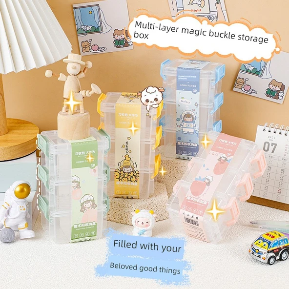 Mini İki Katlı Saklama Kutusu - Yeşil Kakao Damlası Tokalı - 2