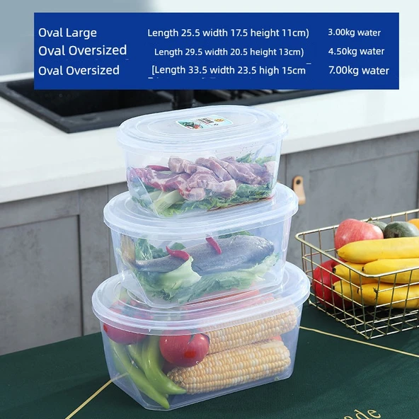 Buzdolabı Saklama Kabı - Oval 3'lü Set (Büyük + Ekstra Büyük + Ekstra Büyük)