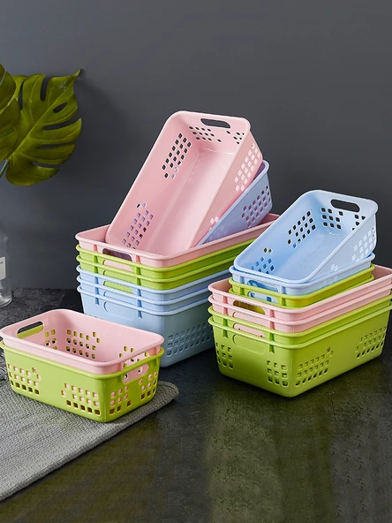 Plastik Saklama Sepeti - Pembe - Küçük Boy - 4