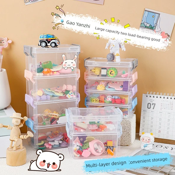 Mini Üç Katlı Saklama Kutusu - Yeşil Kakao Damlası Tokalı - 5