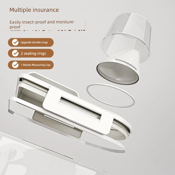 Hava Geçirmez Gıda Saklama Kabı - 2'li Set 2.5L - Tahıl Bölmeli - Resim 6