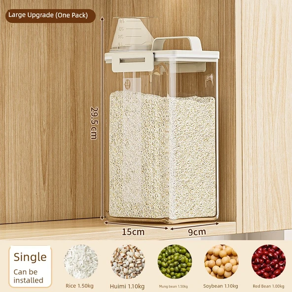 Hava Geçirmez Gıda Saklama Kabı - 2.5L - Tokalı, Ölçekli ve Contalı