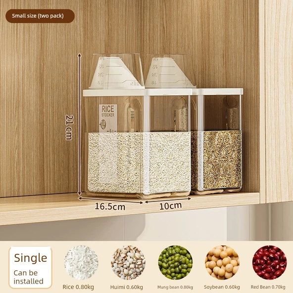 Hava Geçirmez Gıda Saklama Kabı - 2'li Set 1.5L - Tahıl Bölmeli