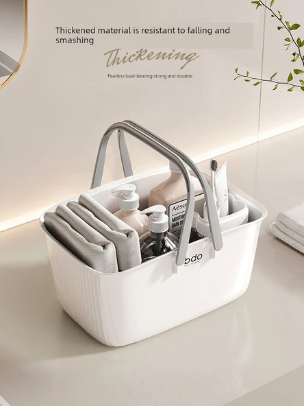 2'li Banyo Sepeti Seti - Klasik Beyaz Çizgili - 5
