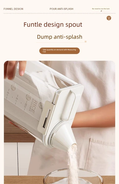 Hava Geçirmez Gıda Saklama Kabı - 2'li Set 2.5L - Tahıl Bölmeli - Resim 10