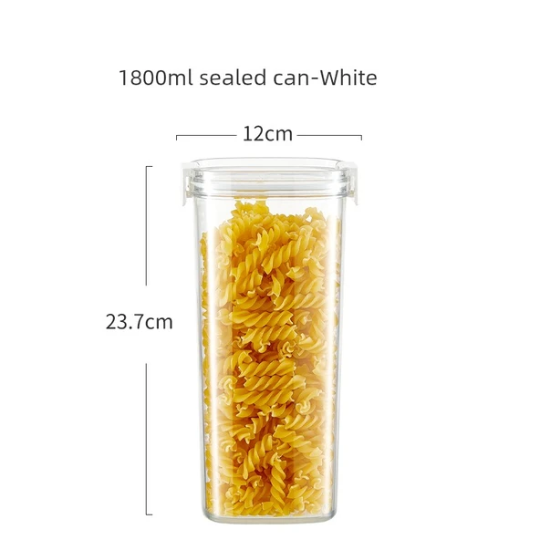 1800ml Beyaz Plastik Gıda Saklama Kabı - Hava Geçirmez