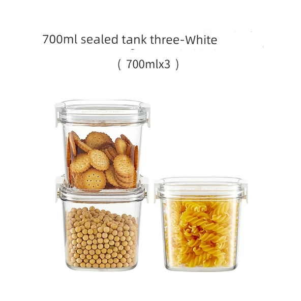 700ml Beyaz Plastik Gıda Saklama Kabı - 3'lü Set