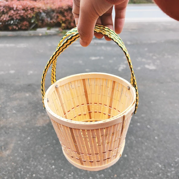 Bambu Dokuma Yumurta Sepeti - Kapaksız Küçük Yuvarlak Sepet 0.50kg Yumurta