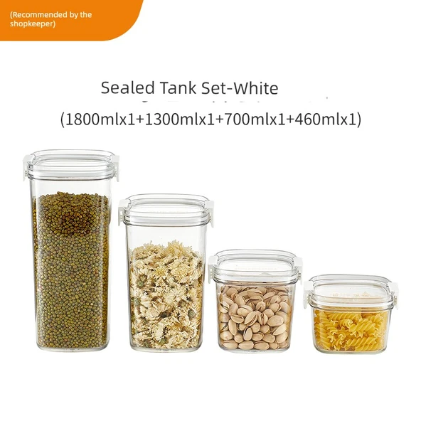 Beyaz Plastik Gıda Saklama Kabı - 4'lü Set