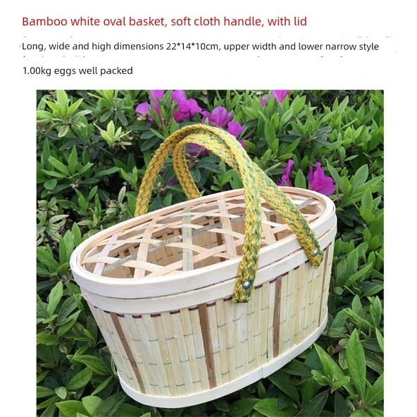 Bambu Dokuma Yumurta Sepeti - Buti 22*14*10 Oval Sepet 1.00kg Yumurta